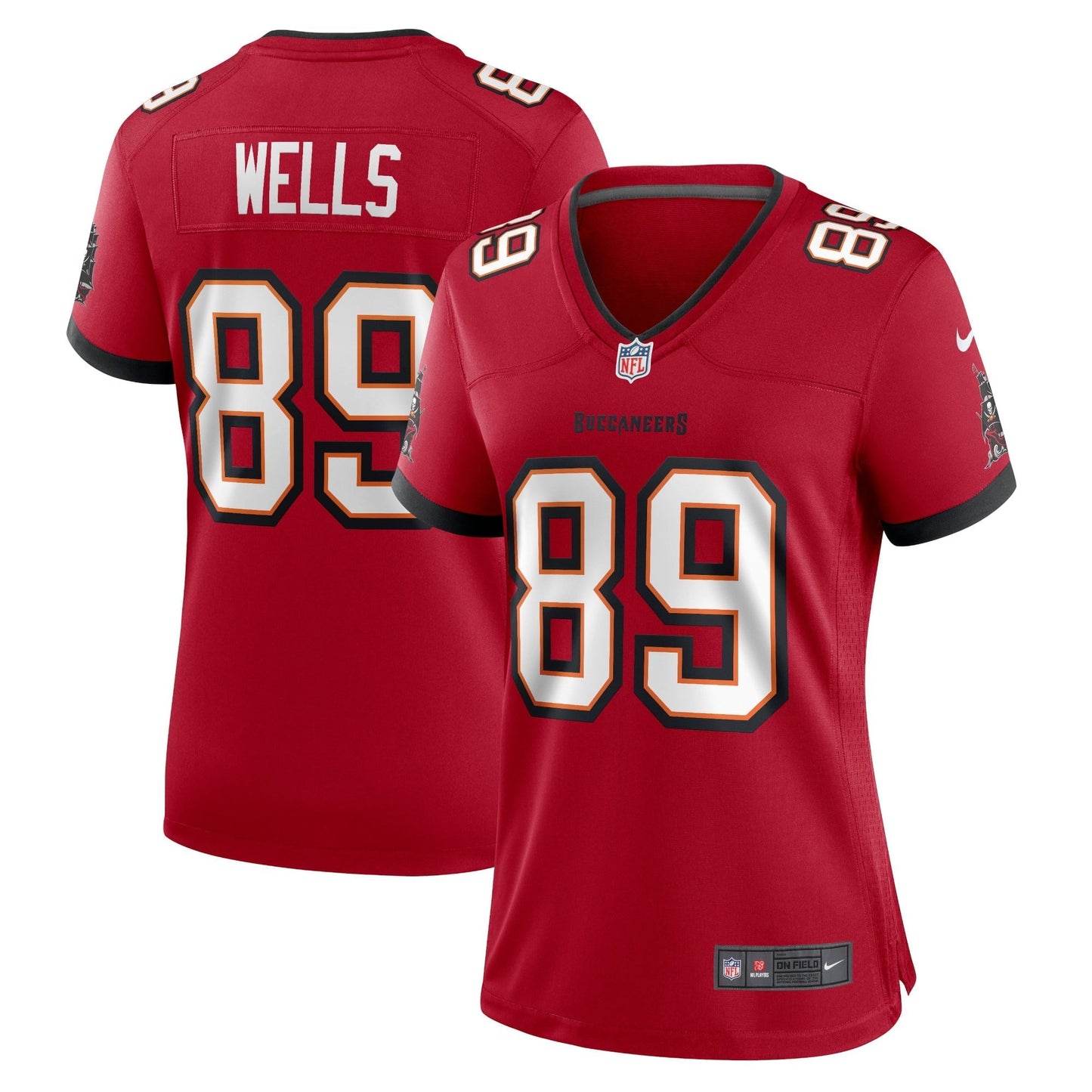 Women's Nike David Wells Red Tampa Bay Buccaneers Home Game Player Jersey