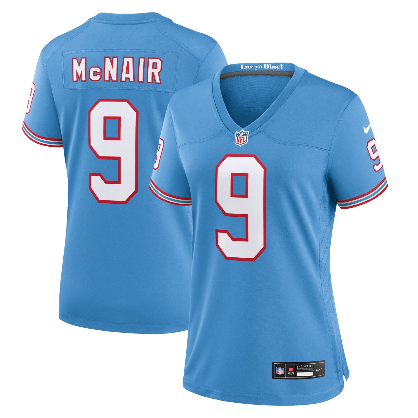 Steve McNair Tennessee Titans Nike Women's Oilers Throwback Retired Player Game Jersey - Light Blue