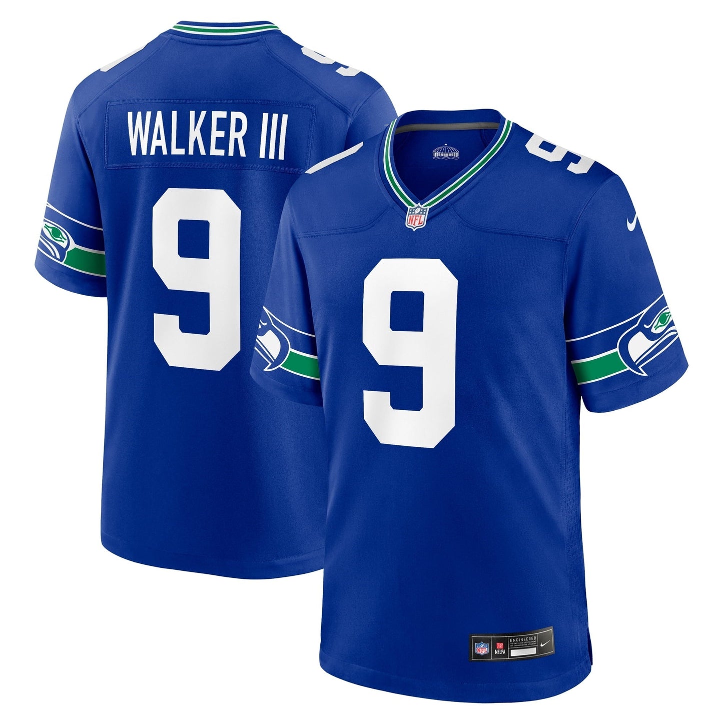 Men's Nike Kenneth Walker III Royal Seattle Seahawks Throwback Player Game Jersey