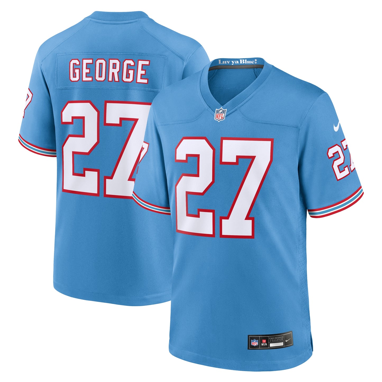 Eddie George Tennessee Titans Nike Oilers Throwback Retired Player Game Jersey - Light Blue