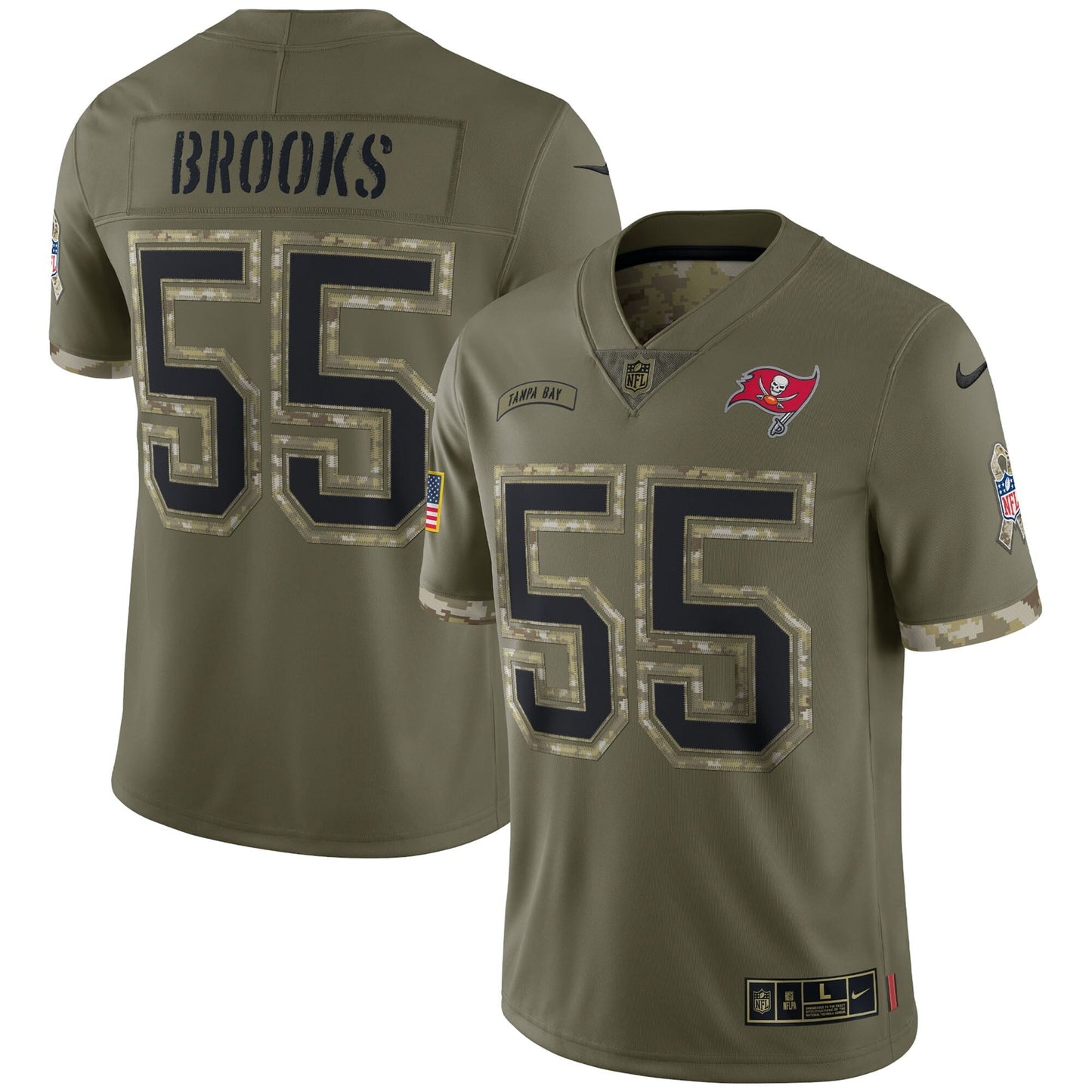 Men's Nike Derrick Brooks Olive Tampa Bay Buccaneers 2022 Salute To Service Retired Player Limited Jersey